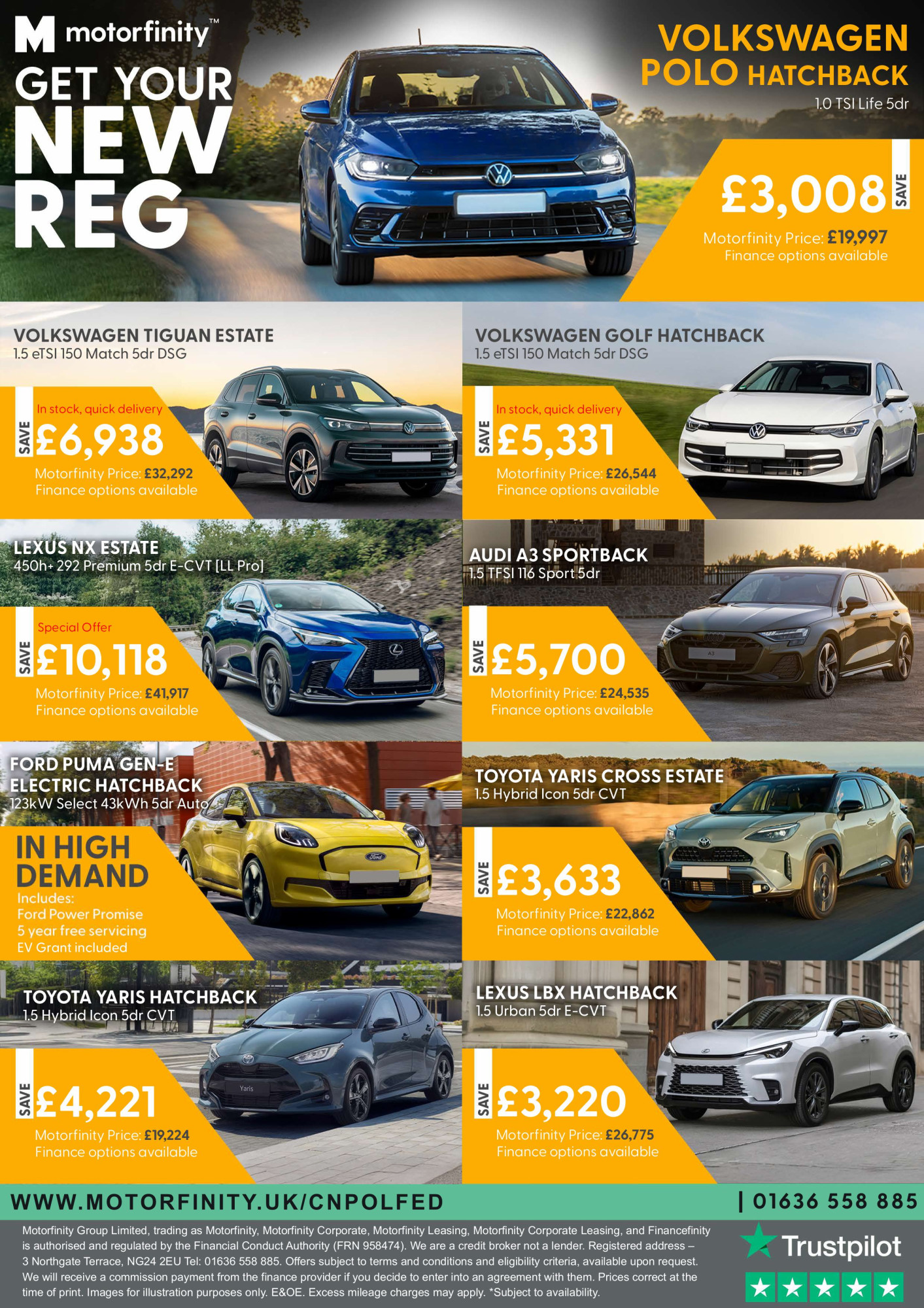 A poster advertising the latest offers on various vehicles from Motor Source Group