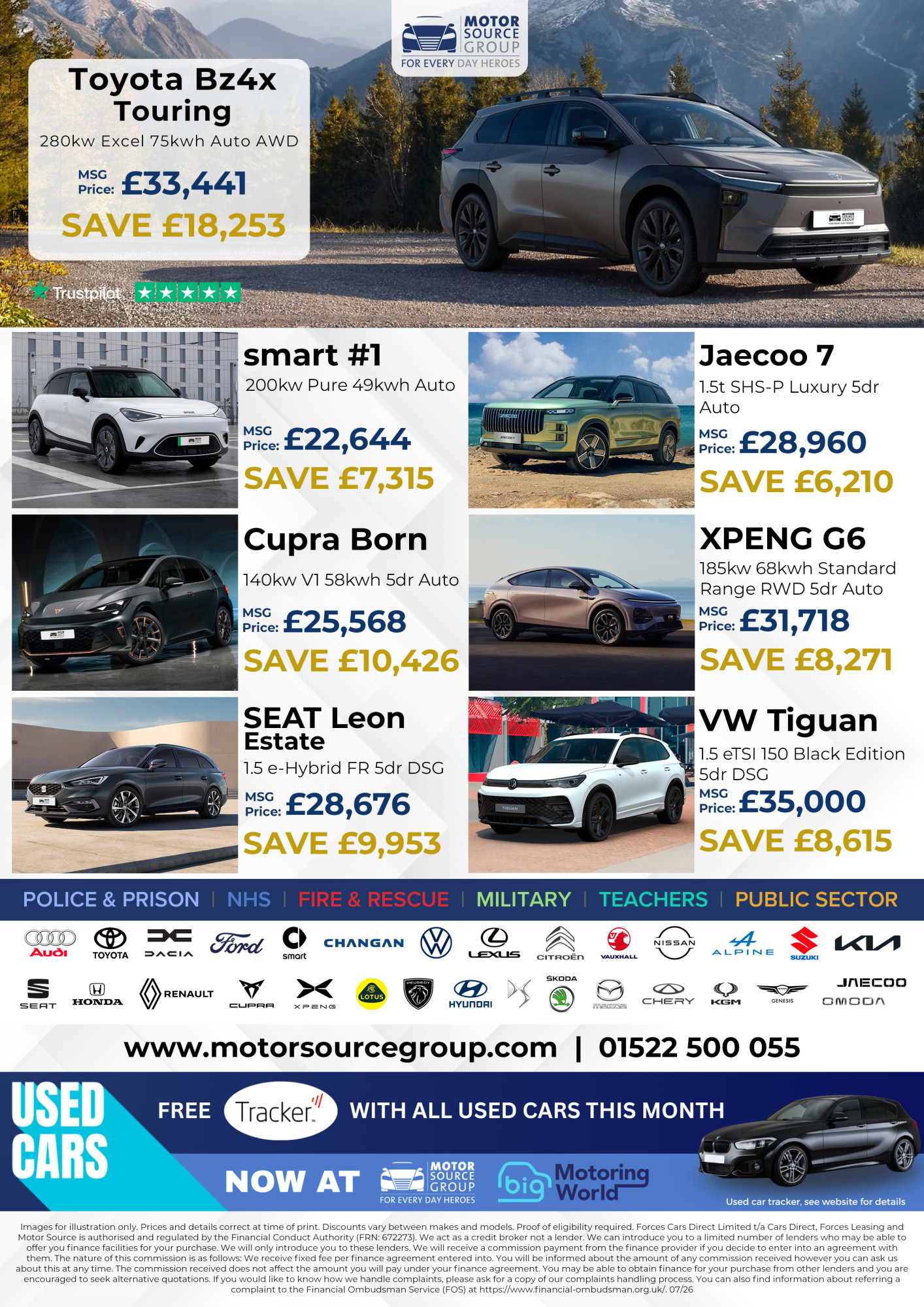 Images of vehicles available from Motor Source Group and the savings that can be made on each.
